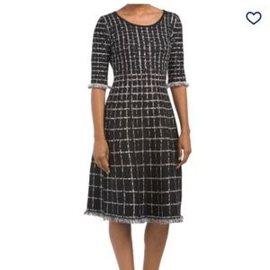 Taylor Elbow sleeve windowpane sweater dress
